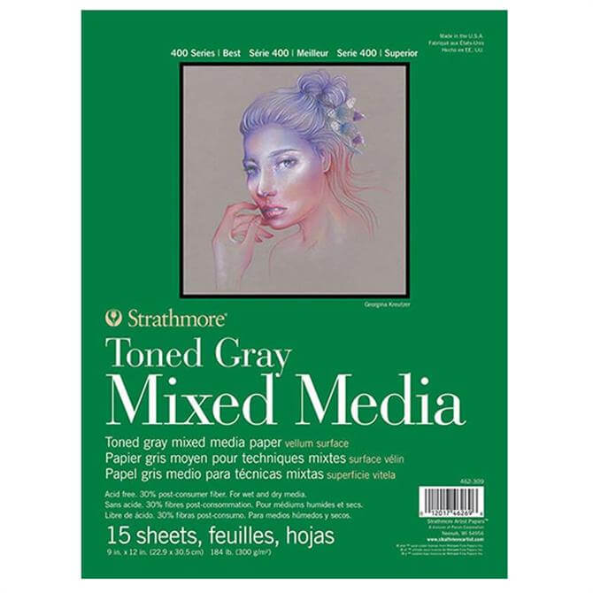 Strathmore Mixed Media Pad 400 Series Toned Grey 300gsm 9x12 Inches